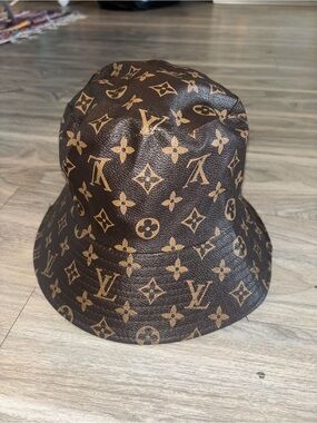 Louis Vuitton Monogram Bucket Hat in Brown & Tan with Black Lining
